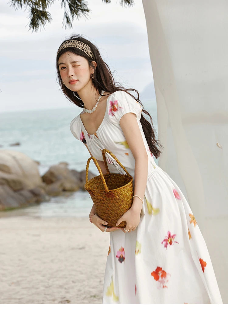 MISHOW Korean Cotton Print Drawstring Dress MXE32L2212