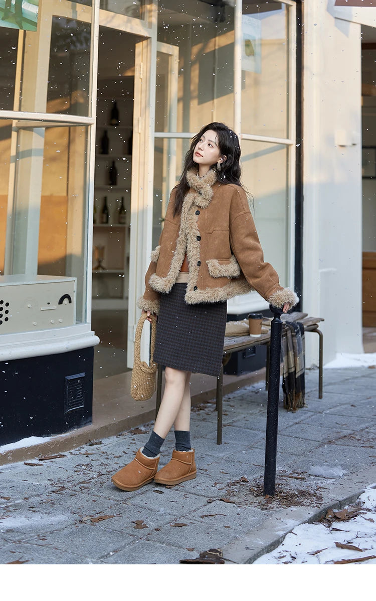 MISHOW Faux Fur Jacket Turn Down Collar Reversible MXD55W0648