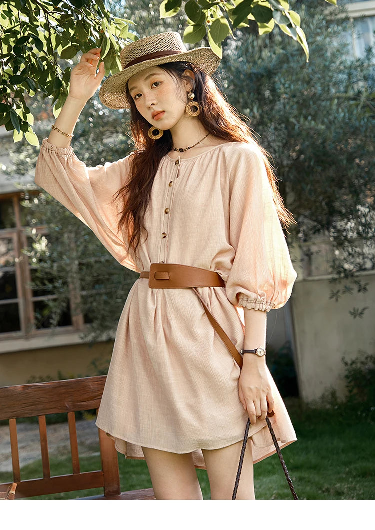 MISHOW French Retro Midi Dress with Belt MXE39L2409