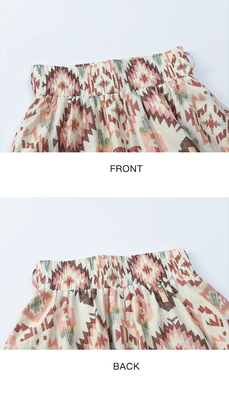 MISHOW Geometric Print Half Skirt Prairie Chic Pocket Vacation A-Line MXE37B0760