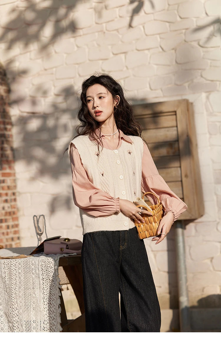 Mishow 3D Flower Embroidered Knitted Vest MXE11Z1077