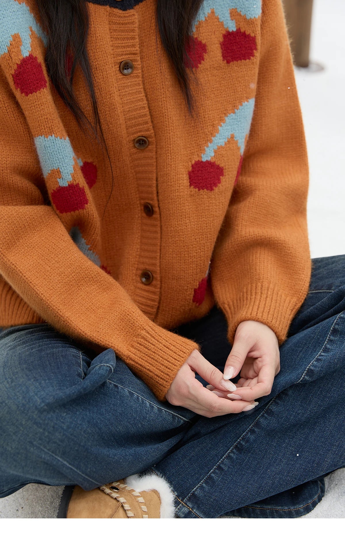 Mishow Cherry Jacquard Retro Sweet Cardigan MXE88Z2689