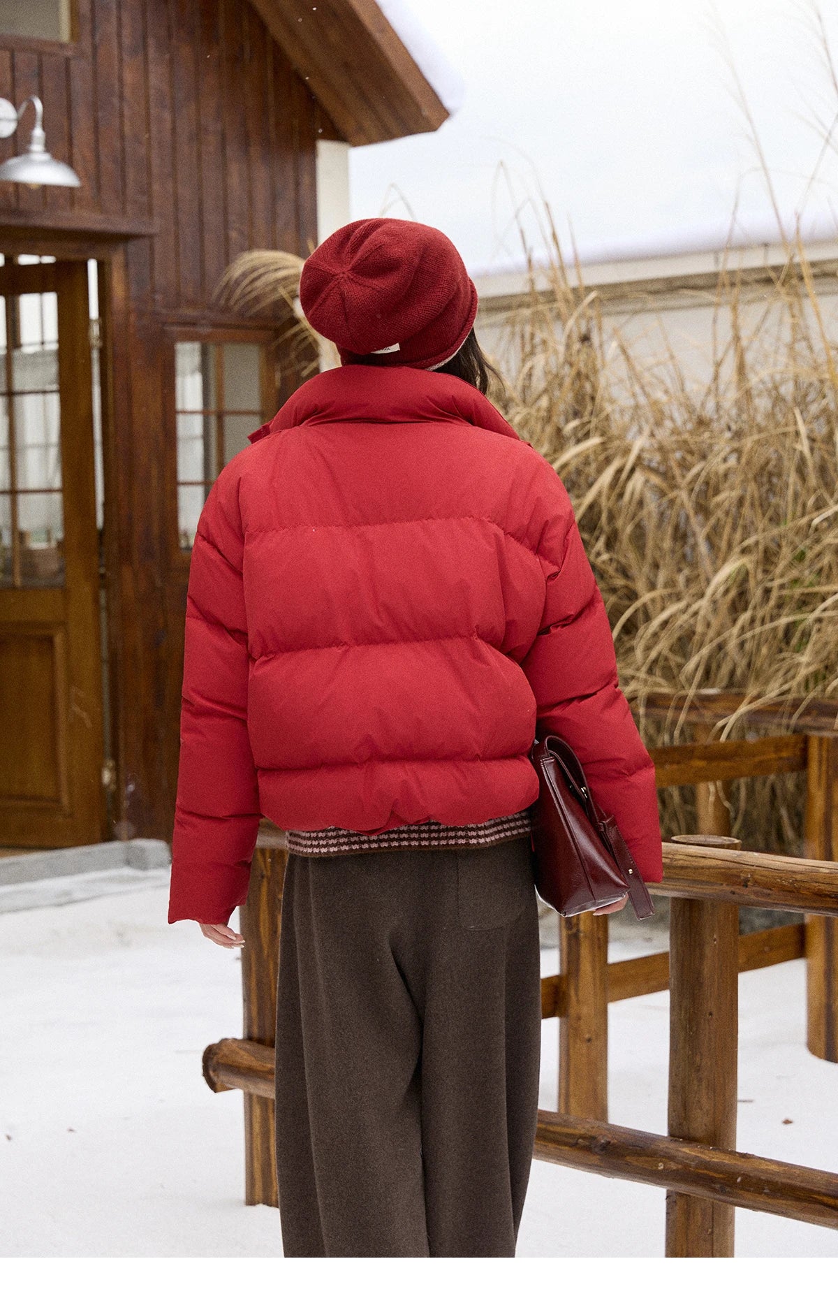 Mishow Blue Turn-Down Collar Short Down Jacket MXE51Y0083