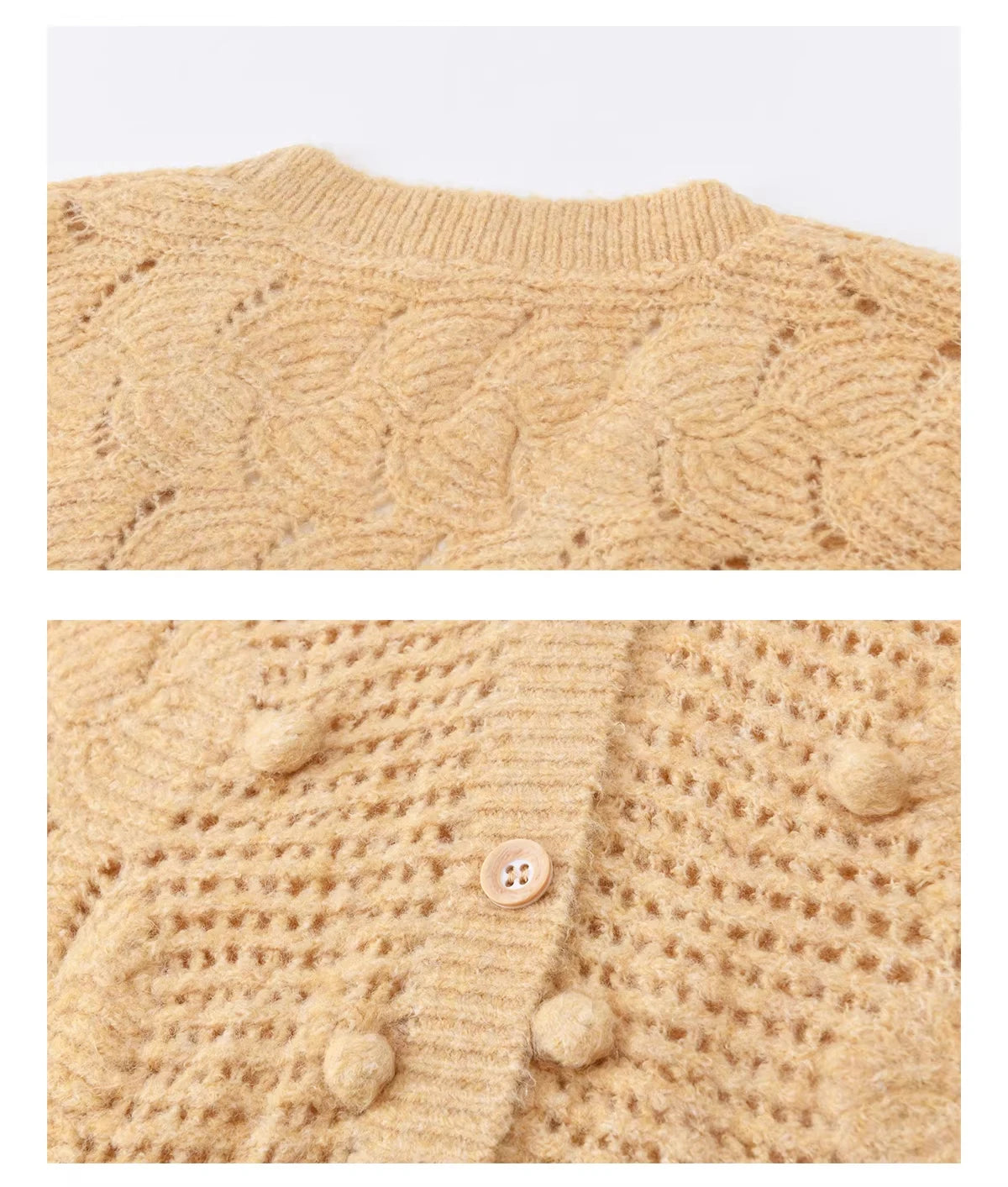 Mishow Hollow-out V-Neck Bobble Knit Cardigan MXF108Z1020