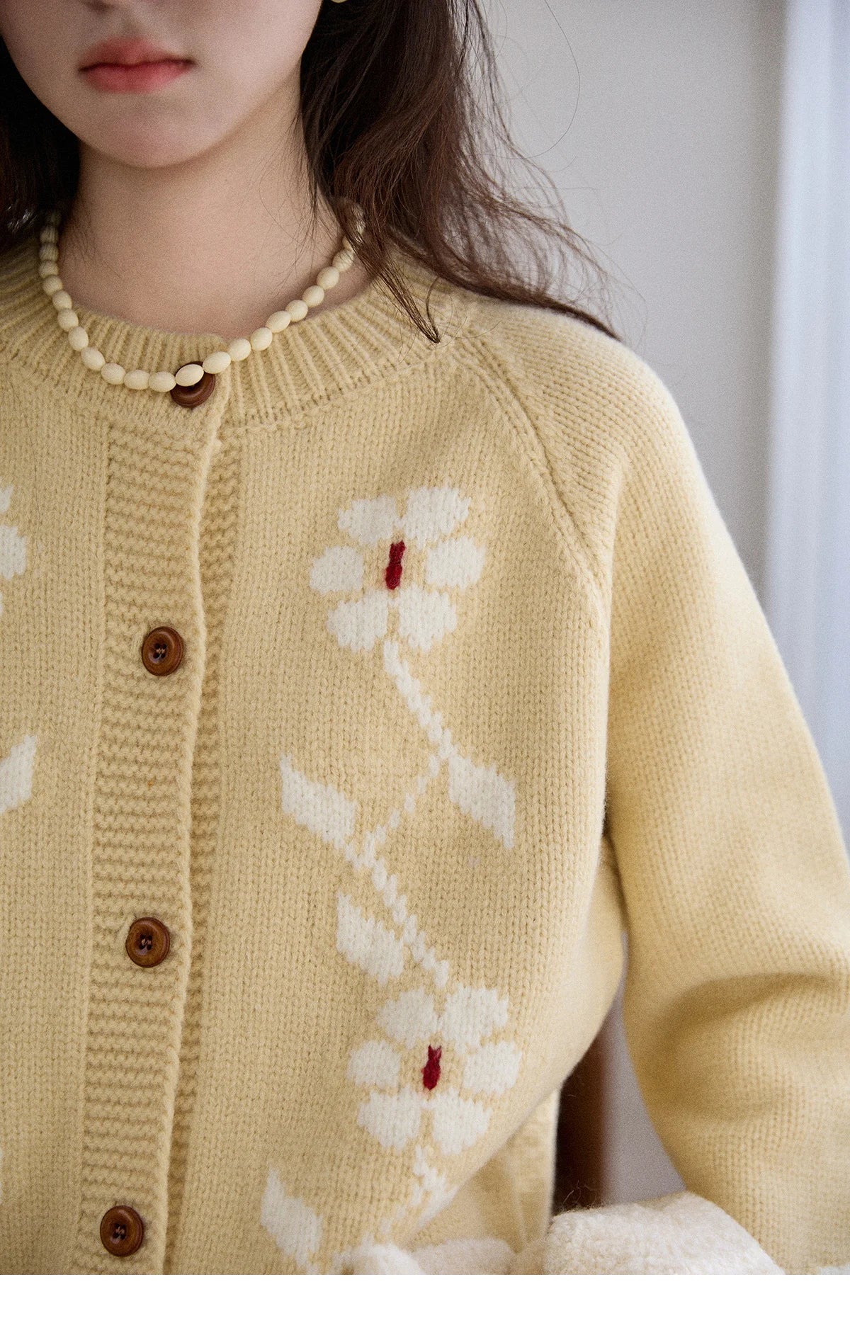 Mishow Yellow Floral Jacquard Retro Cardigan MXE86Z2738