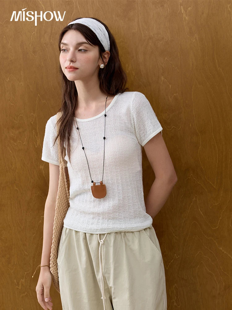 Mishow Solid Slim Knit Office Tee MXE34Z1257