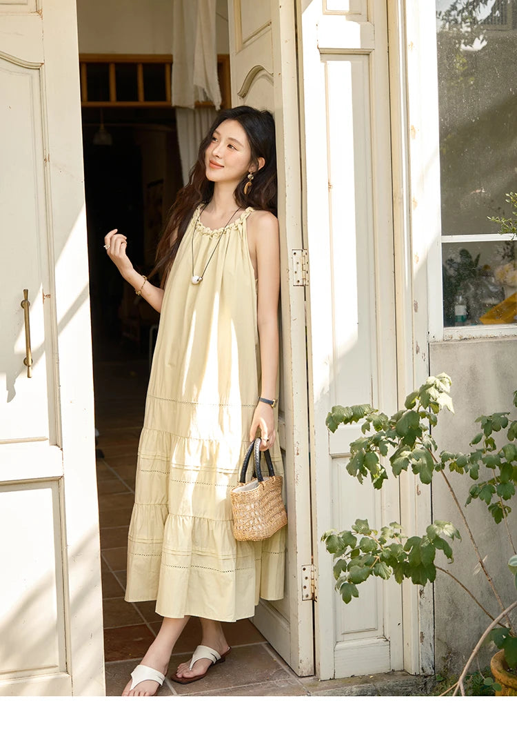 Mishow Twists Neck Strap Hollow Lace-Up Dress MXE39L2383
