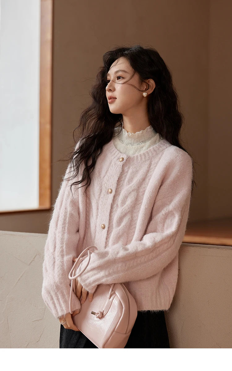 Mishow French Gentle O-Neck Wool Knit Cardigan MXD55Z1030