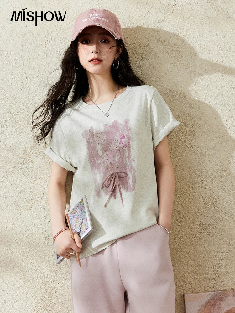 Mishow Iris Spray Print Cool Cotton Tee MXE13T0453