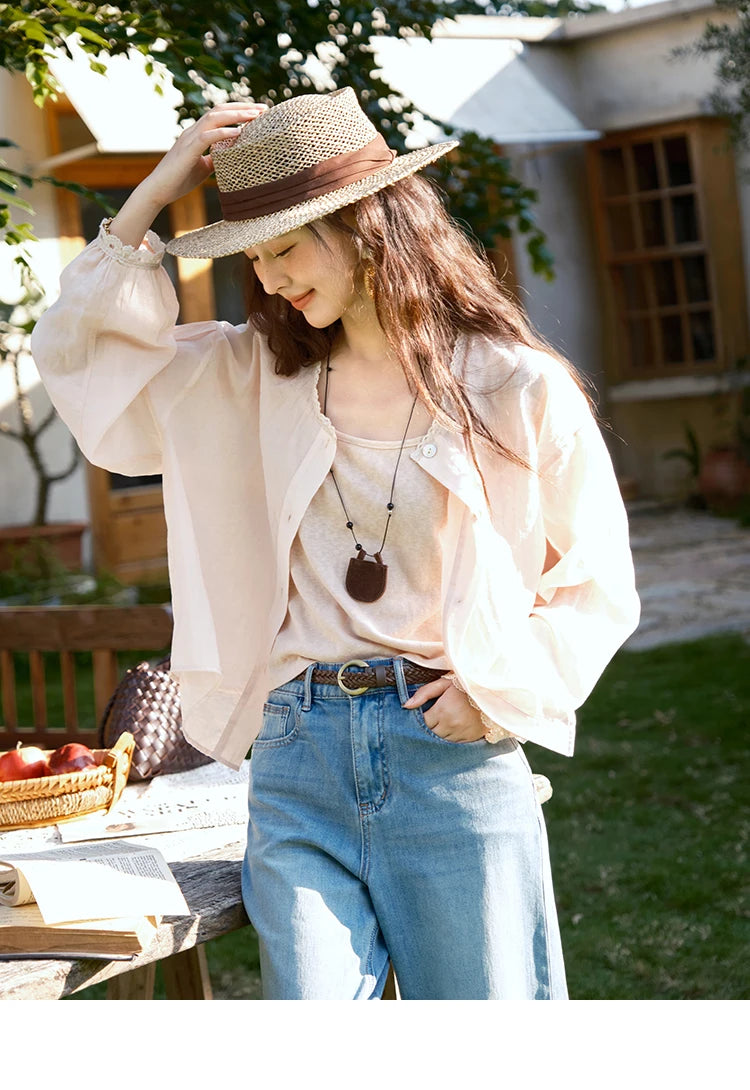 MISHOW Two Piece Shirt Set Tank Top Sunshade Button MXE39T0689