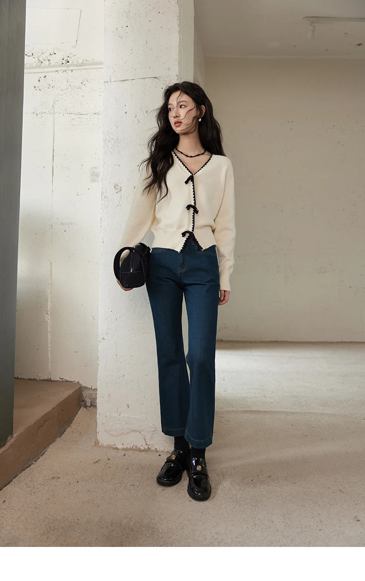 Mishow V-Neck Bow Detail French Cardigan MXD34Z0938