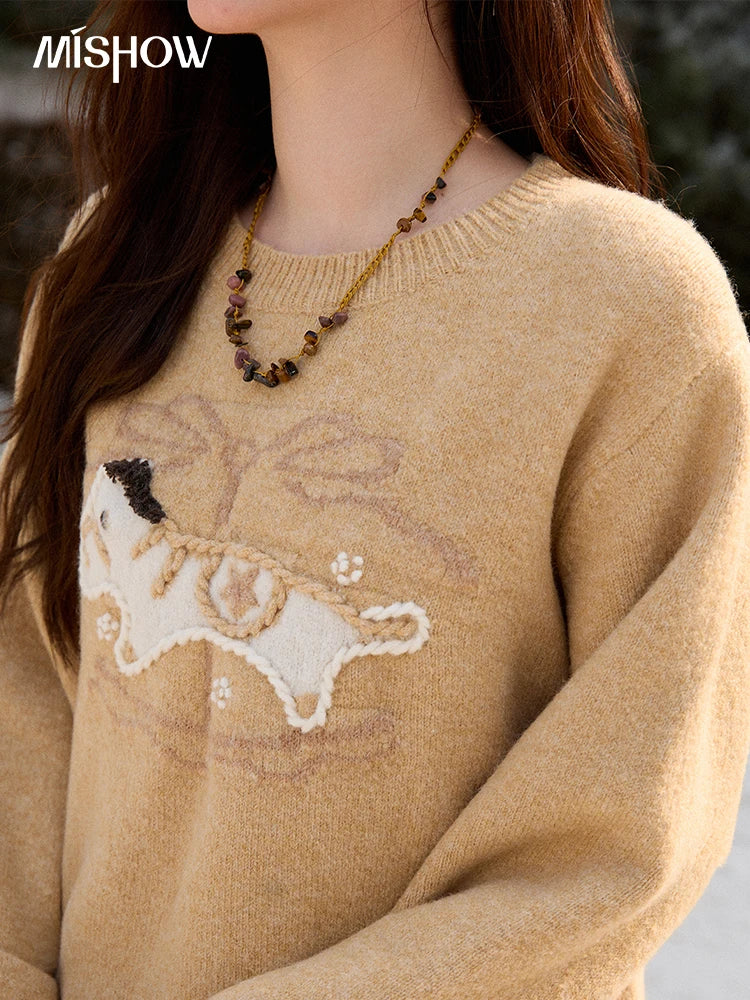 Mishow Handmade Embroidered Pony Jacquard Pullover MXE92Z2848