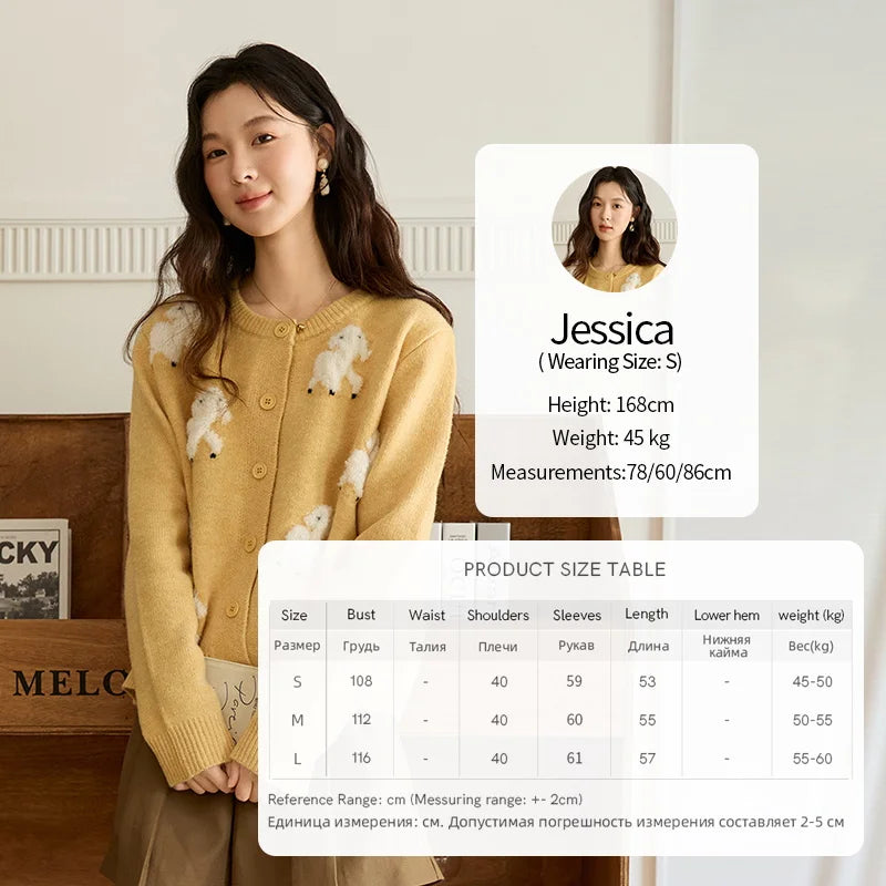 Mishow Lamb Jacquard Round Neck Cardigan MXE48Z2571