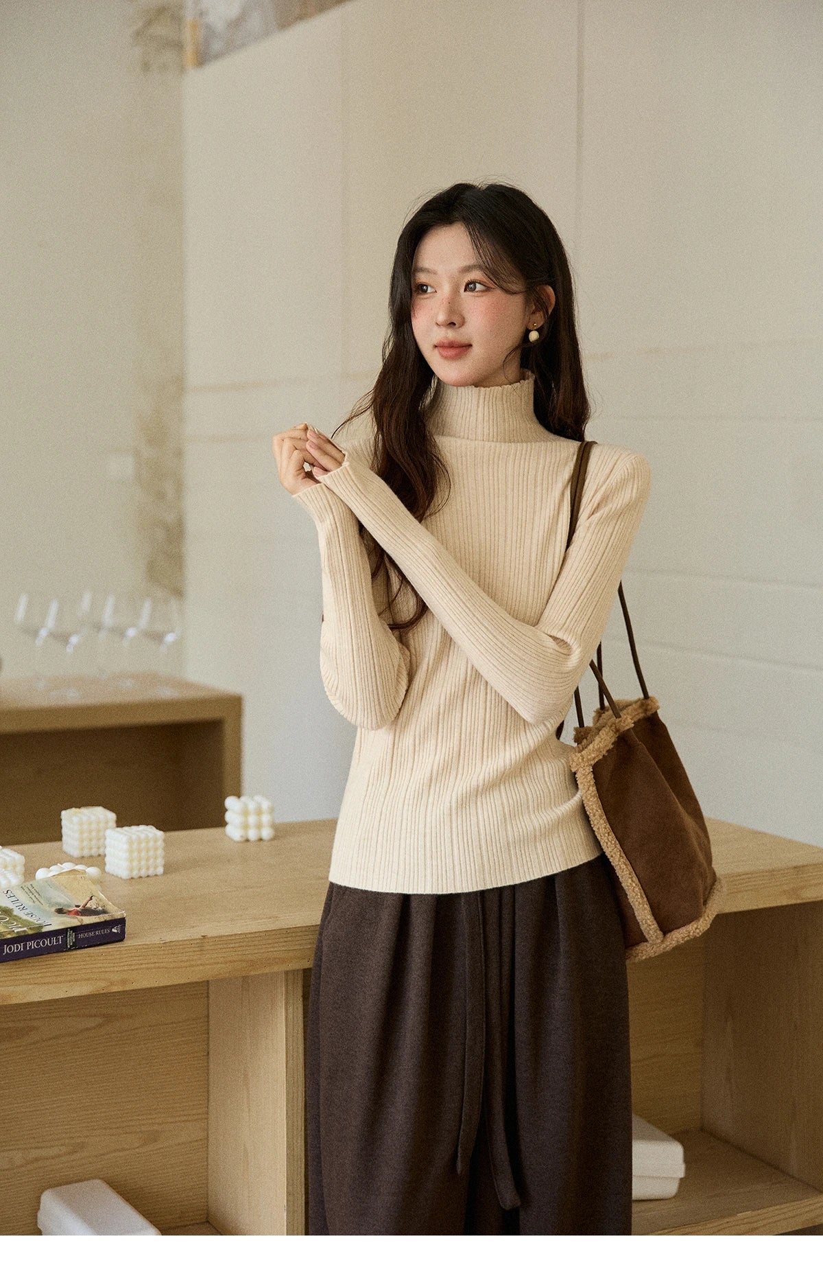 Mishow Suede Imitation Mink Fur Lace-Up Coat MXE90W0921
