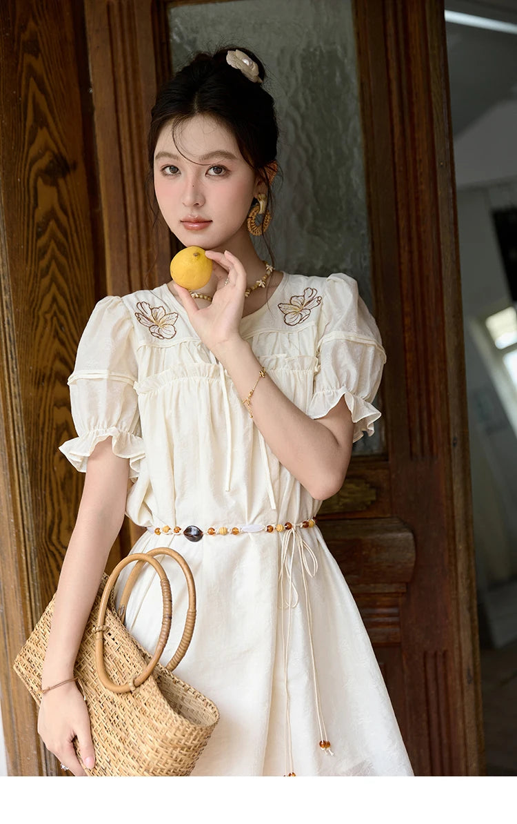 Mishow Jacquard Embroidered Bubble Sleeve Dress MXD30L1864