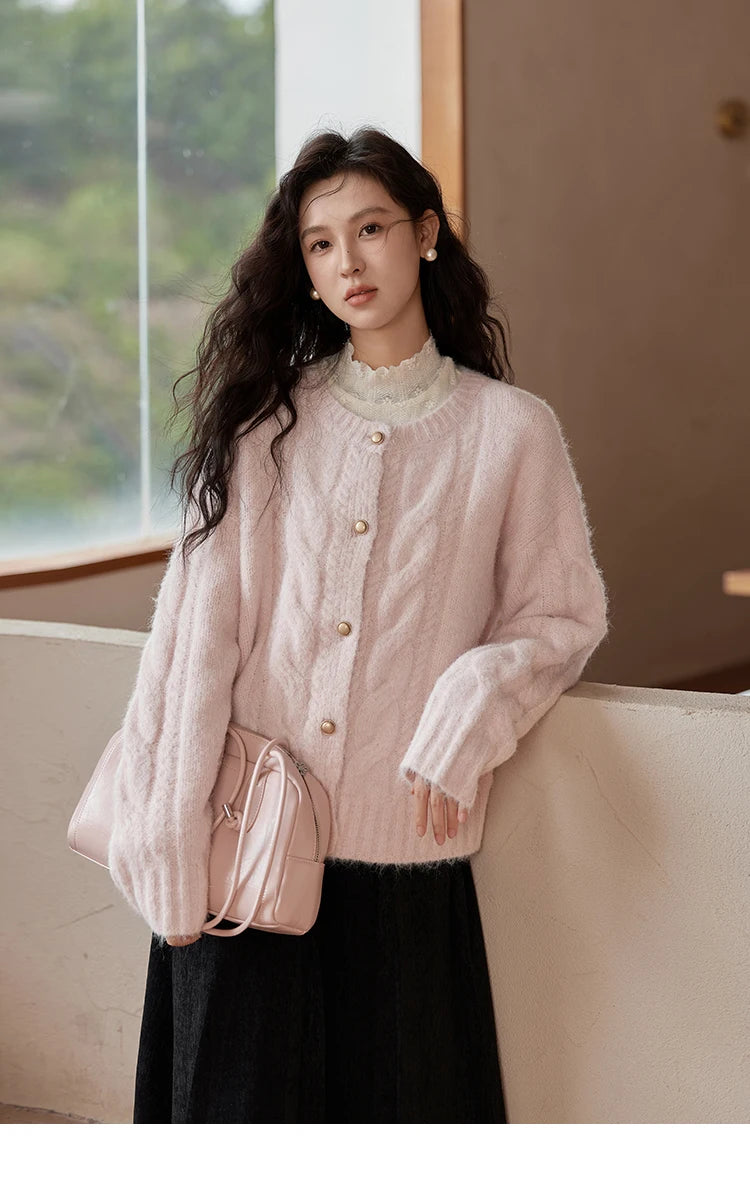 Mishow French Gentle O-Neck Wool Knit Cardigan MXD55Z1030