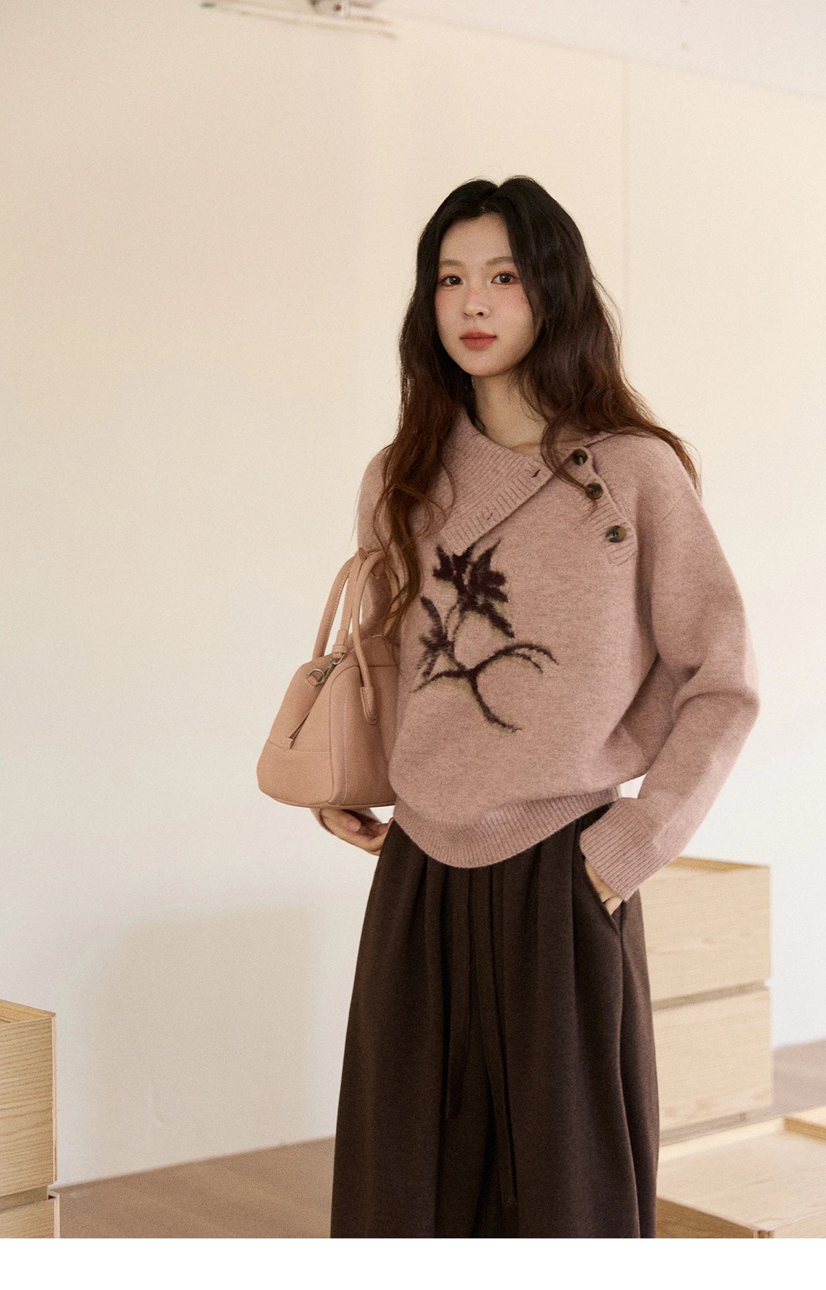 Mishow Plant Jacquard Turtleneck Pullover MXE86Z2658