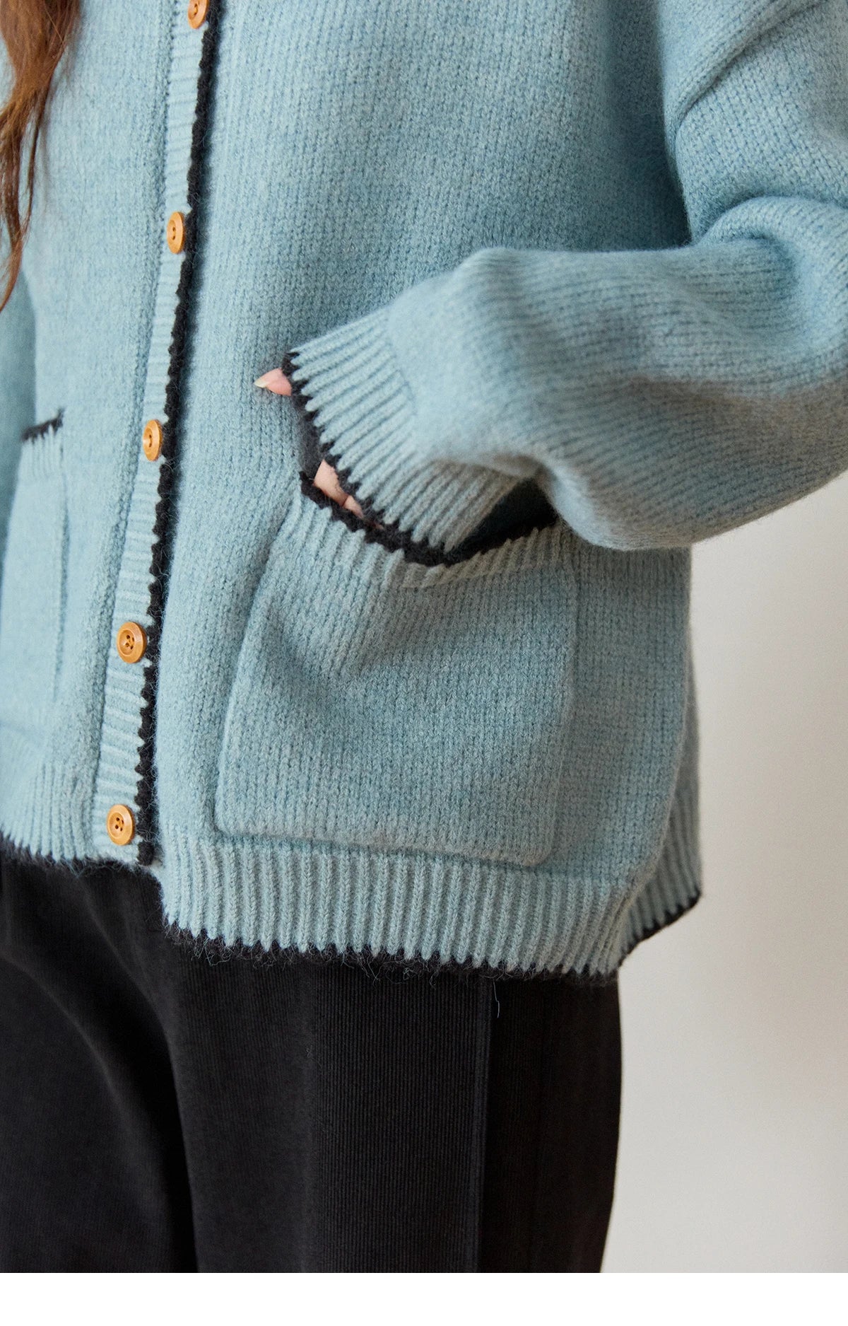 Mishow Yellow Color Collision Edge Pocket Cardigan MXE94Z2973