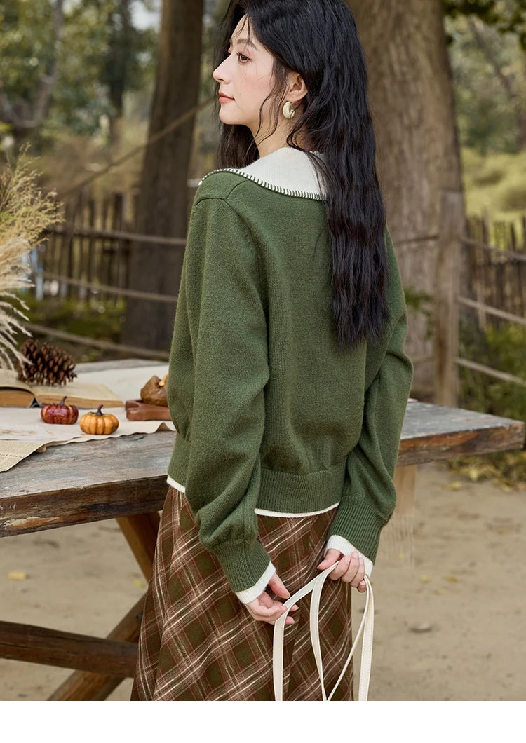 Mishow Fake Two-Piece Splicing V-Neck Cardigan MXD41Z0712