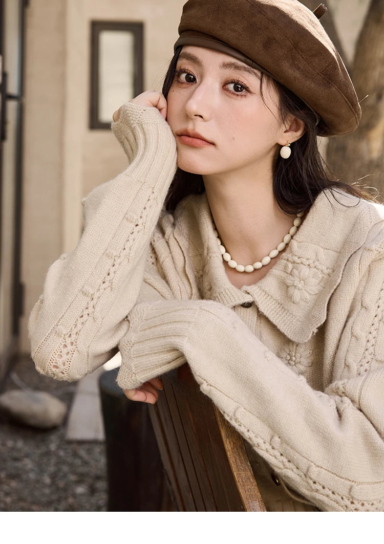 Mishow French Retro Doll Collar Embroidered Sweater MXD35Z0895