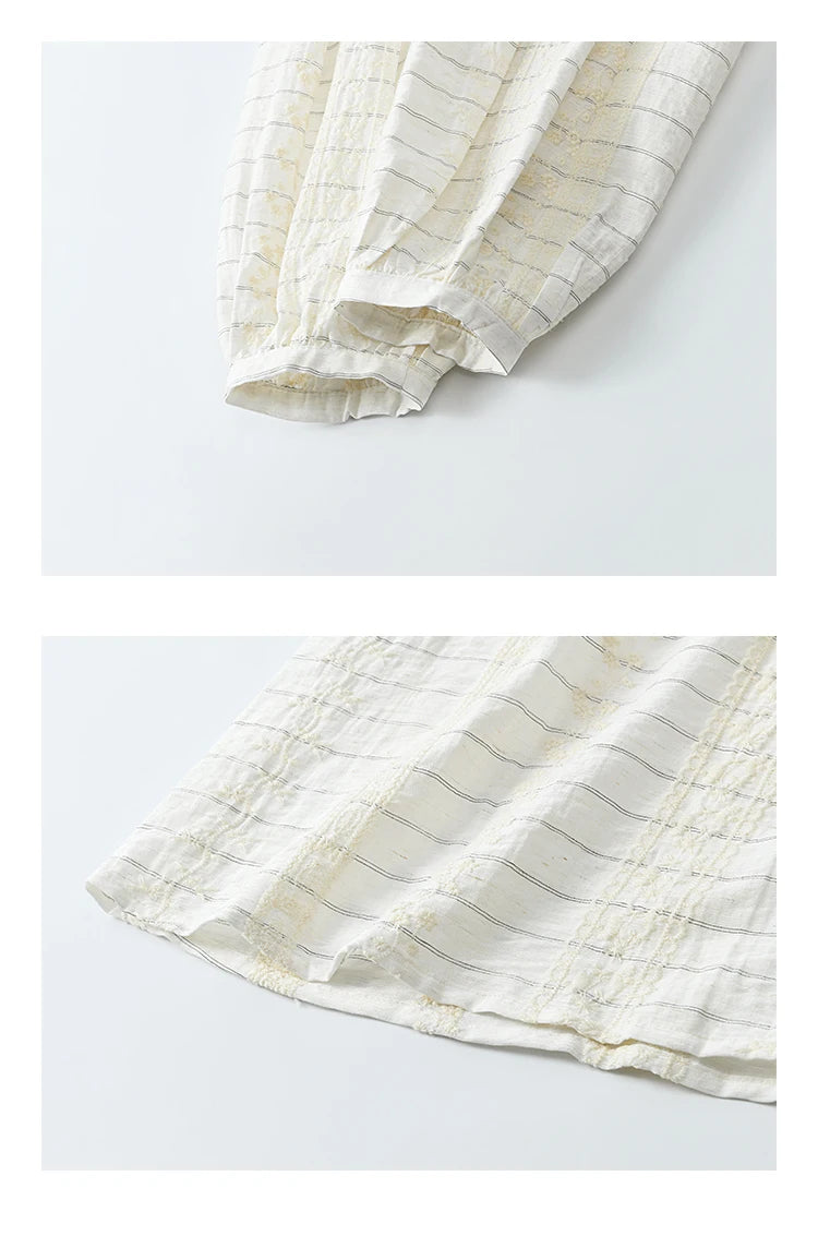 MISHOW French Striped Blouse Lace Collar Chiffon MXE12C0387