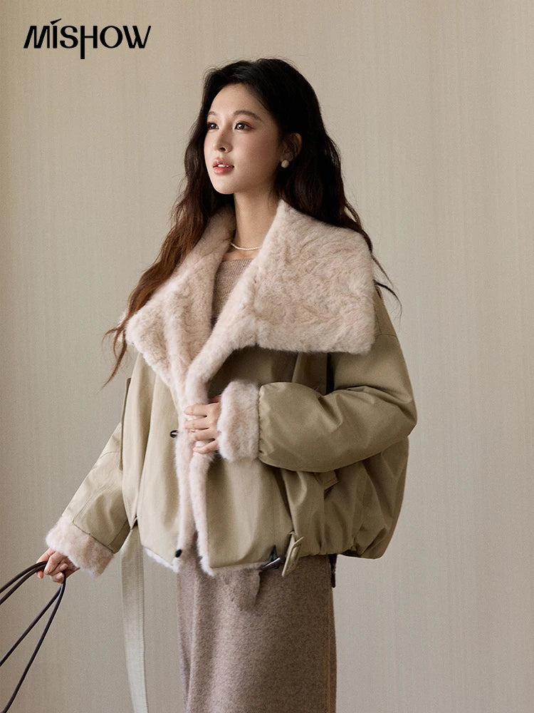 Mishow Large Lapel Fur Collar Down Jacket MXE94W1046