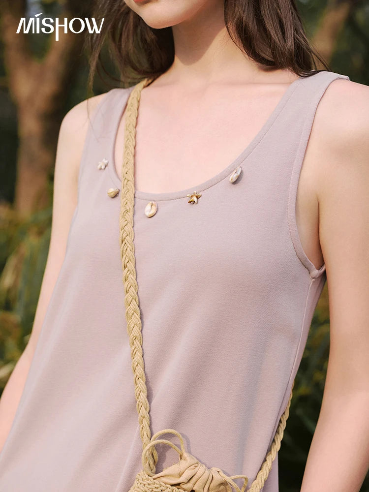 Mishow Solid Sleeveless Round Neck Long Dress MXE33L2205