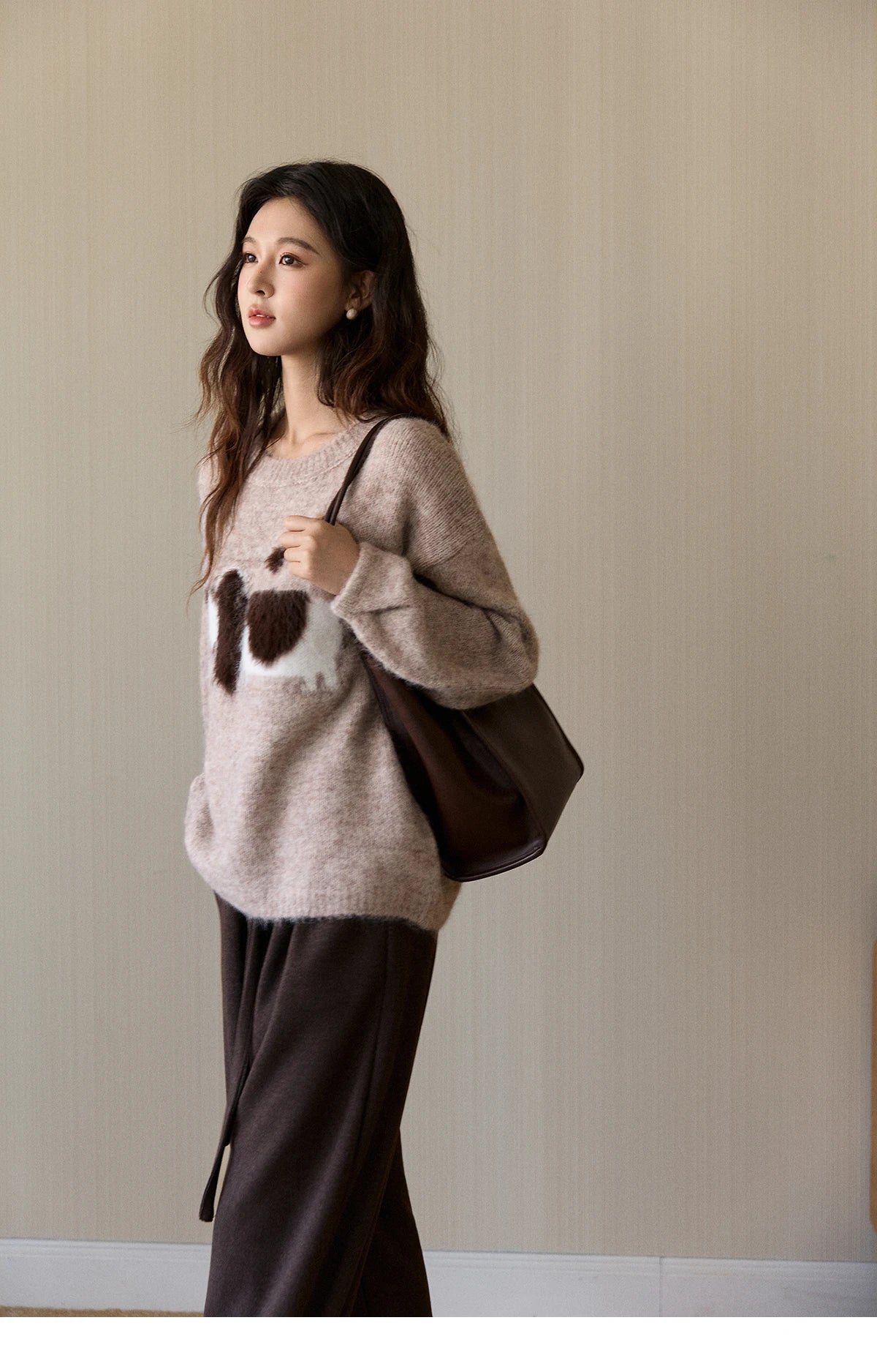 Mishow Dog Pattern Jacquard Crew Neck Sweater MXE94Z2988