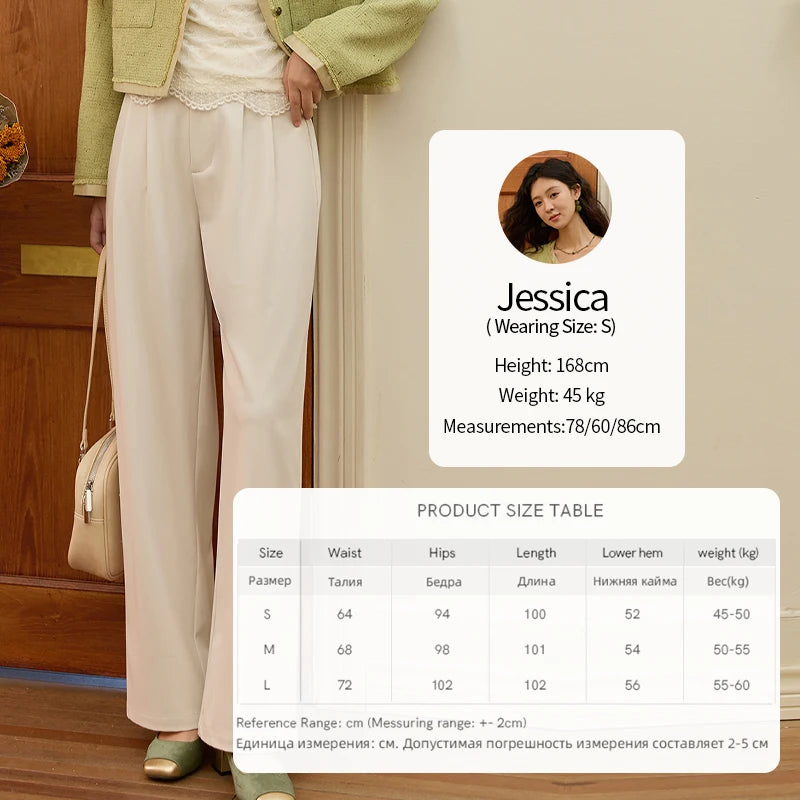 MISHOW Apricot Gray Wide Leg Pants High Waist Slim Versatile MXE41K1013