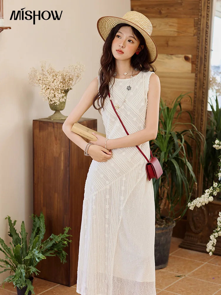 Mishow Asymmetric Lace Fishtail Flower Dress MXE35L2301