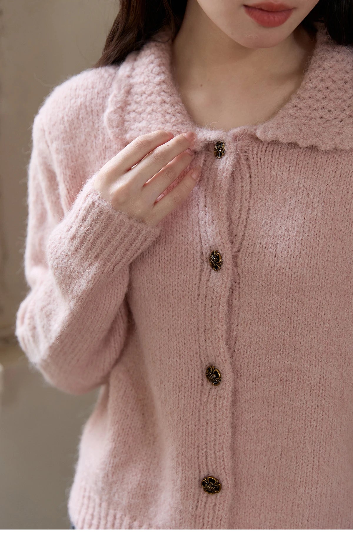 Mishow Pink French Turn-Down Collar Cardigan MXE48Z2569