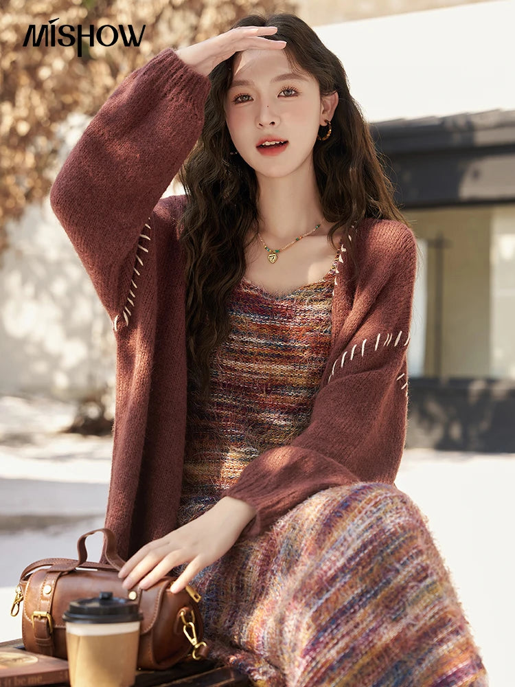 Mishow Retro Knitted Cardigan & Suspender Dress Set MXC59L1625