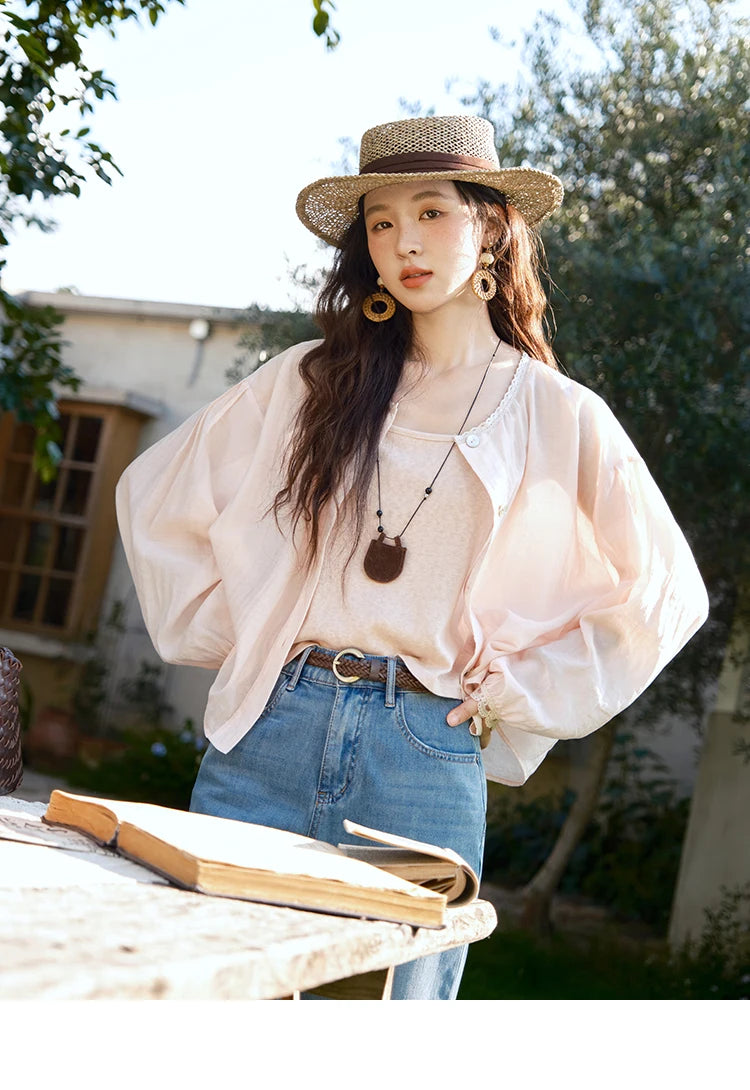 MISHOW Two Piece Shirt Set Tank Top Sunshade Button MXE39T0689