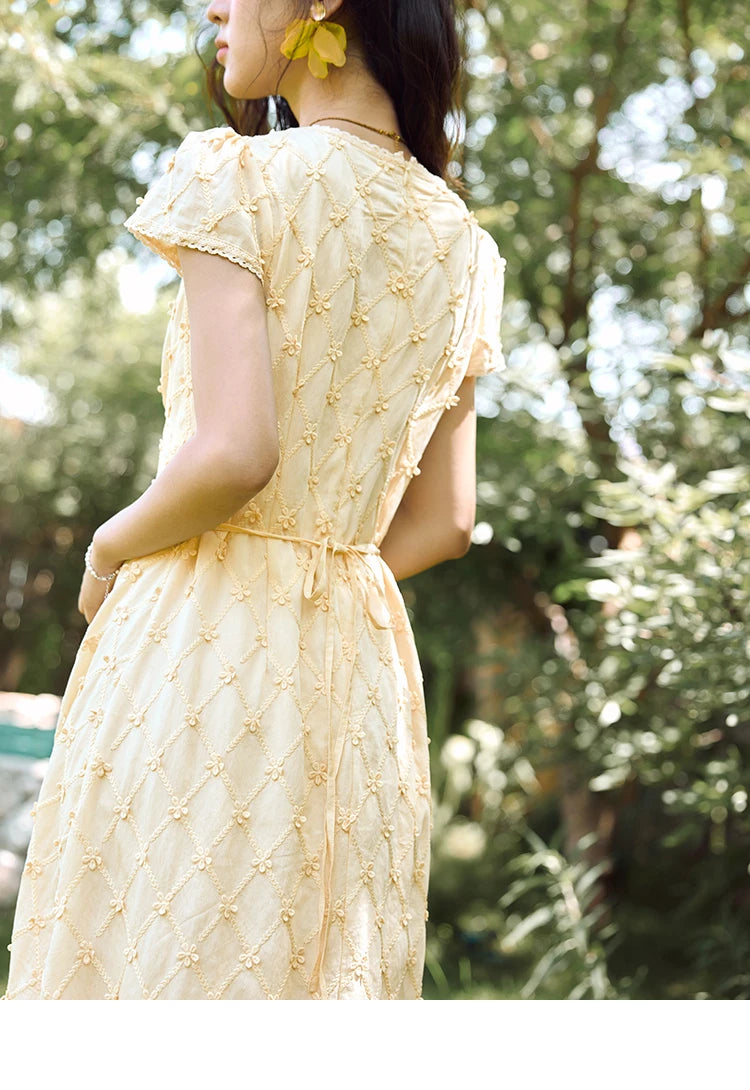 Mishow V-Neck Lace Spliced Embroidery Dress MXE38L2378