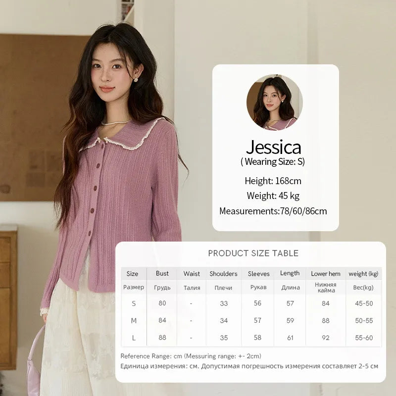 Mishow Lilac Peter Pan Collar Flare Sleeve Cardigan MXF11Z2994
