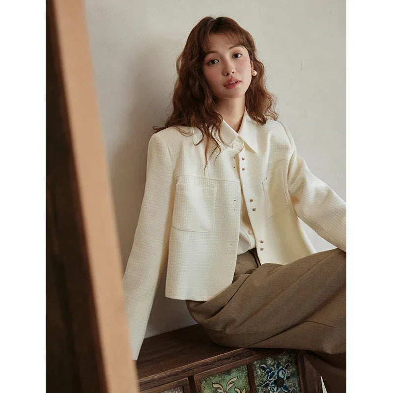 Mishow Retro Round Neck Gold Button Jacket MXC44W0072