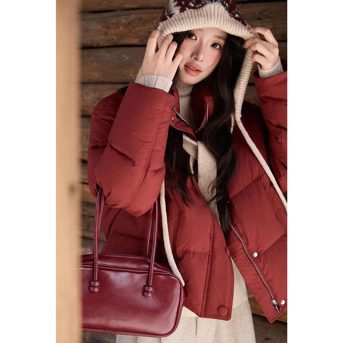 Mishow Christmas Jacquard Hat Down Jacket MXE90Y0086