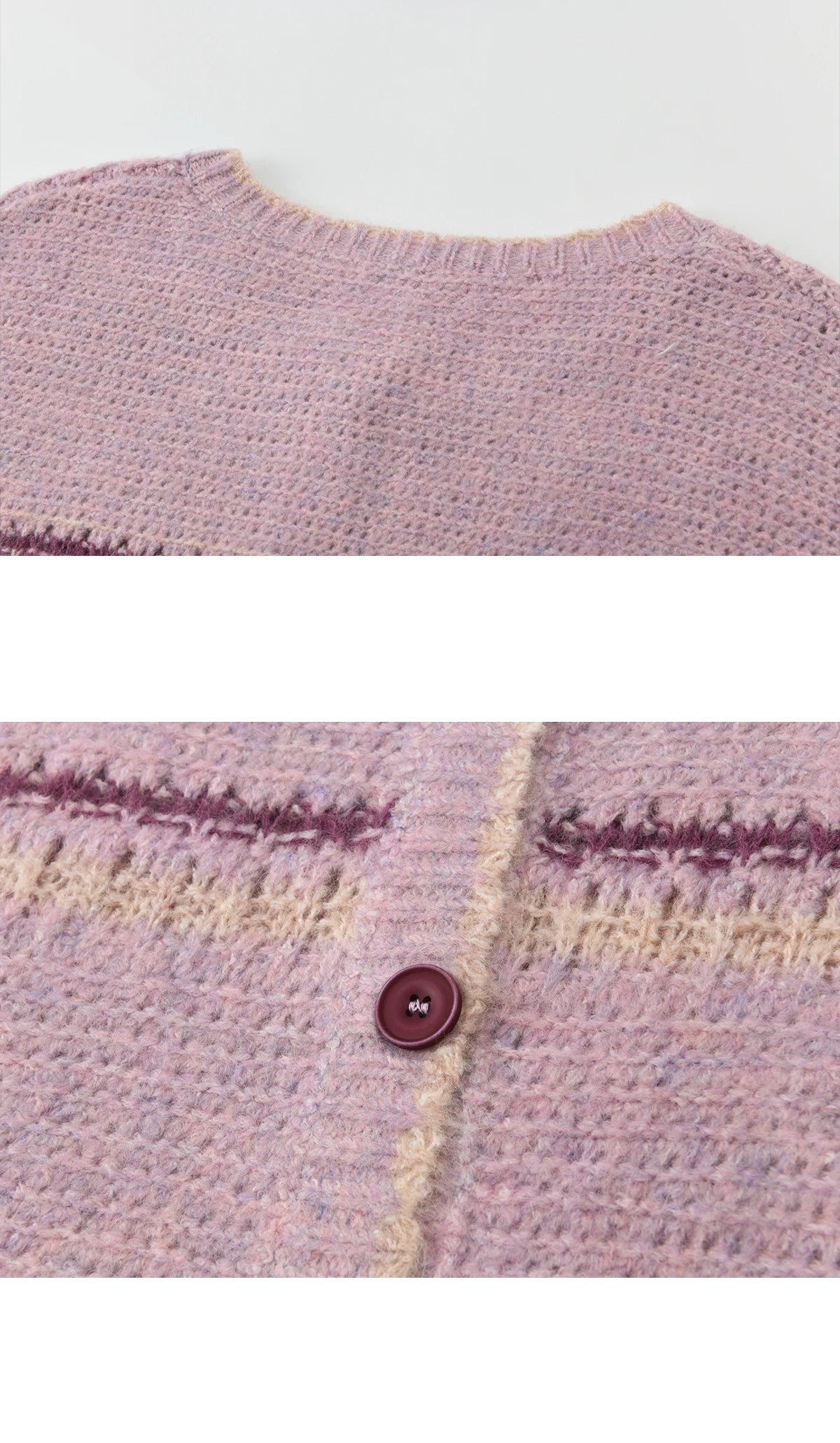 Mishow Lilac Striped Dot Crew Neck Cardigan MXF11Z2897