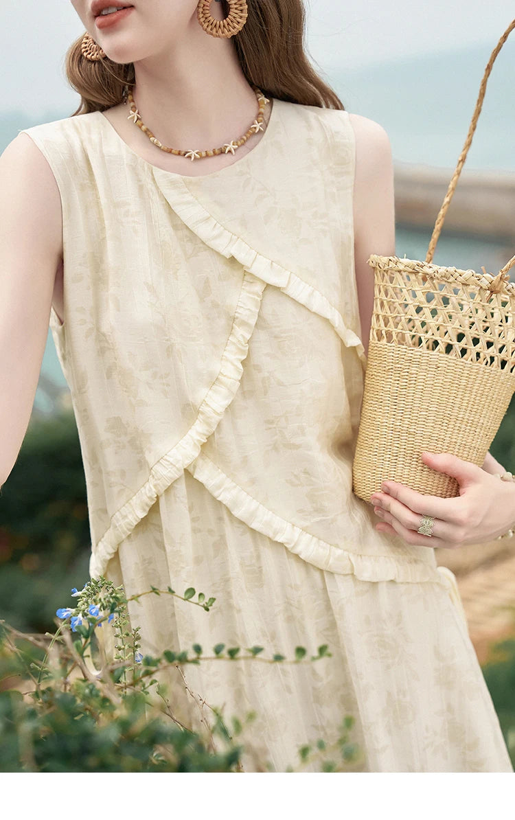 Mishow French Auricularia Edge Lace-Up Vest Dress MXD26L1821