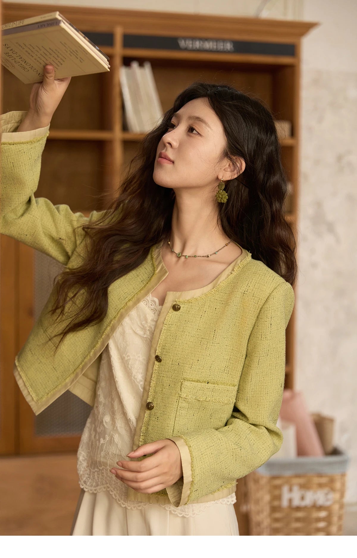 MISHOW Green Fragrant Short Coat Metal Buttons Symmetric Pocket MXE41W0796