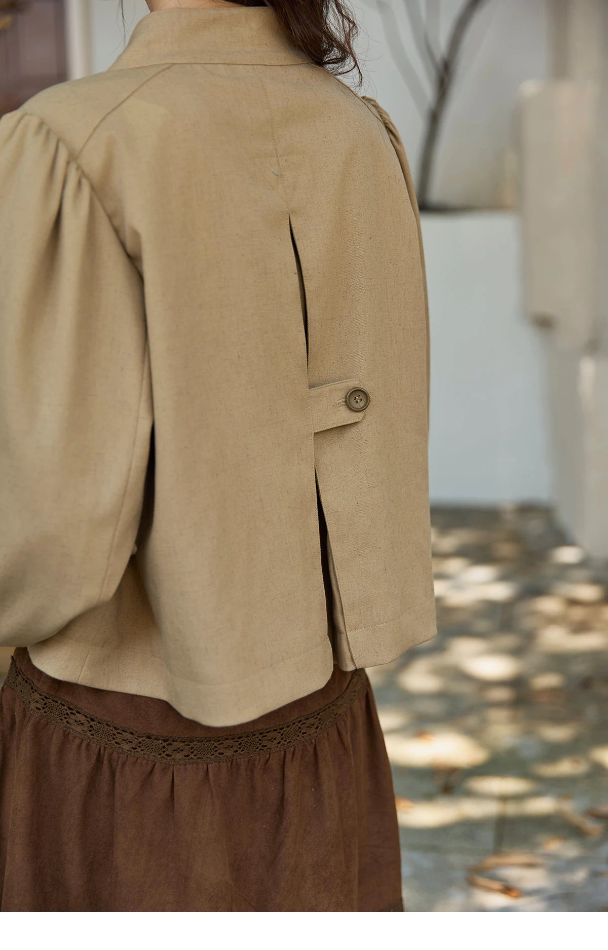 Mishow British Light Brown Stand Collar Trench MXE43W0802