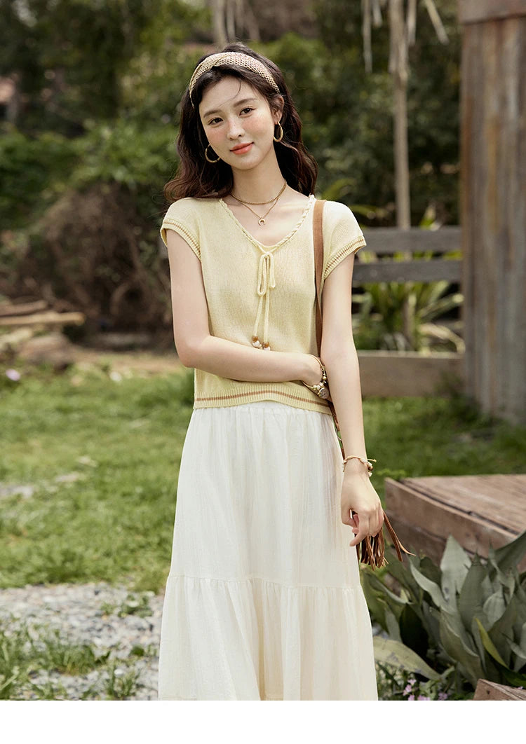 MISHOW Elastic Waist Shell Webbing A-Line Skirt Slimming MXE33B0708