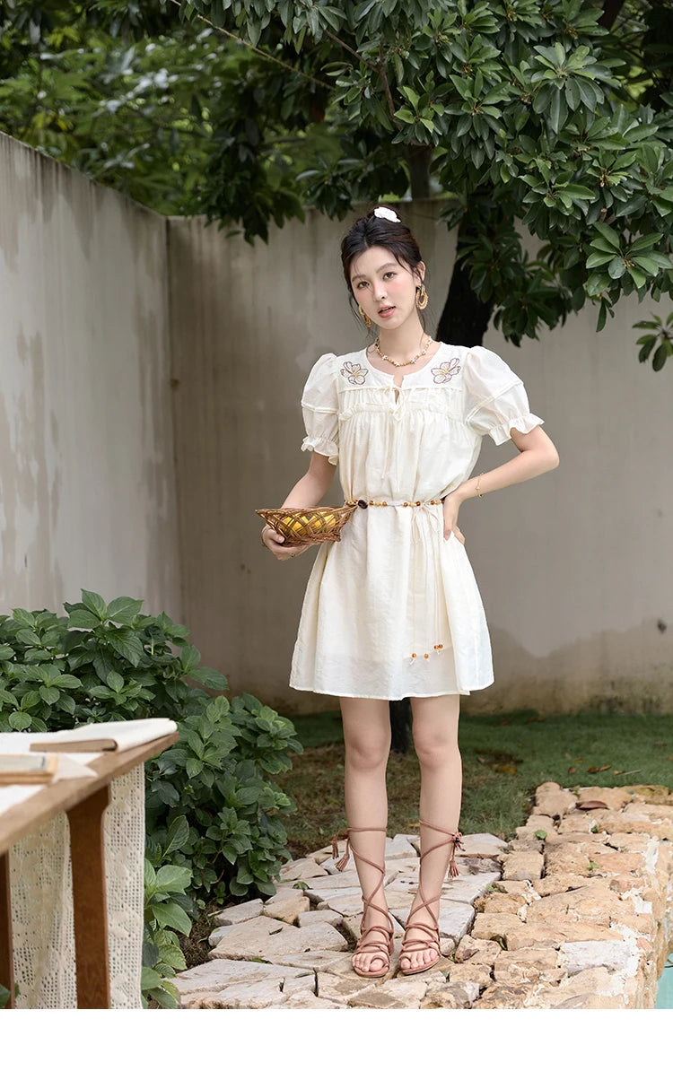 Mishow Jacquard Embroidered Bubble Sleeve Dress MXD30L1864