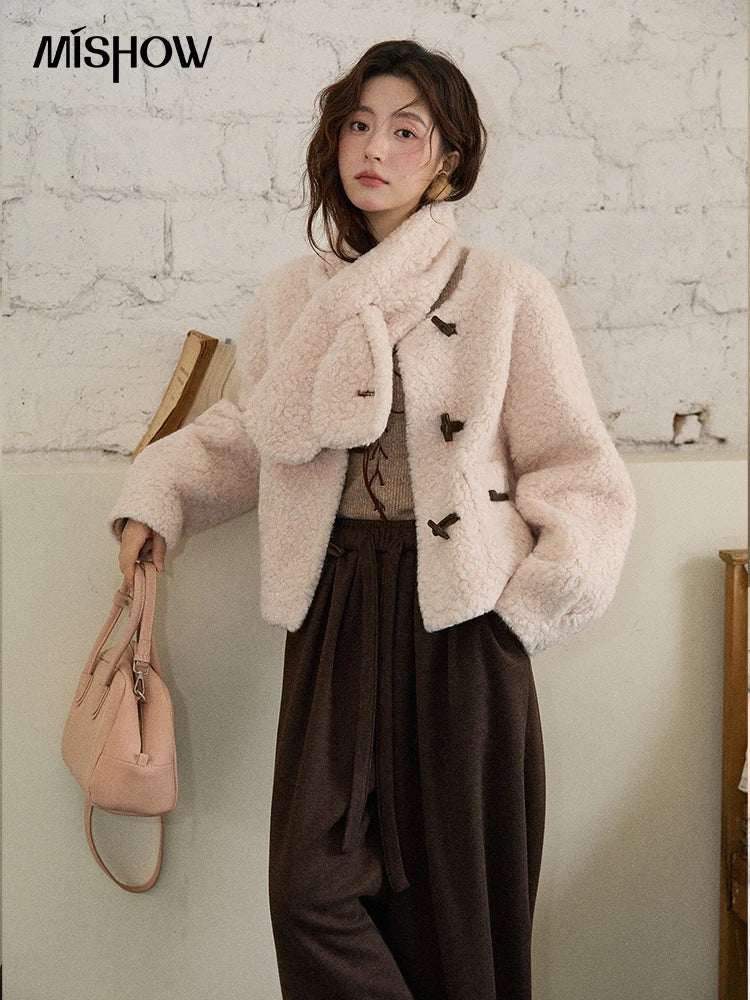 MISHOW French Style Round Neck Jacket Toggle Button Loose MXE87W0988