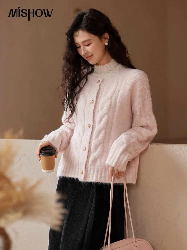 Mishow French Gentle O-Neck Wool Knit Cardigan MXD55Z1030