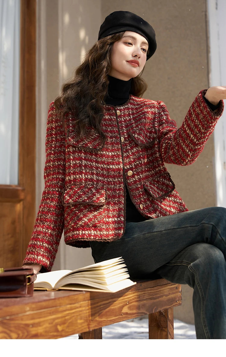Mishow Luxury Wool Blend Tweed Jacket MXC57Y0021
