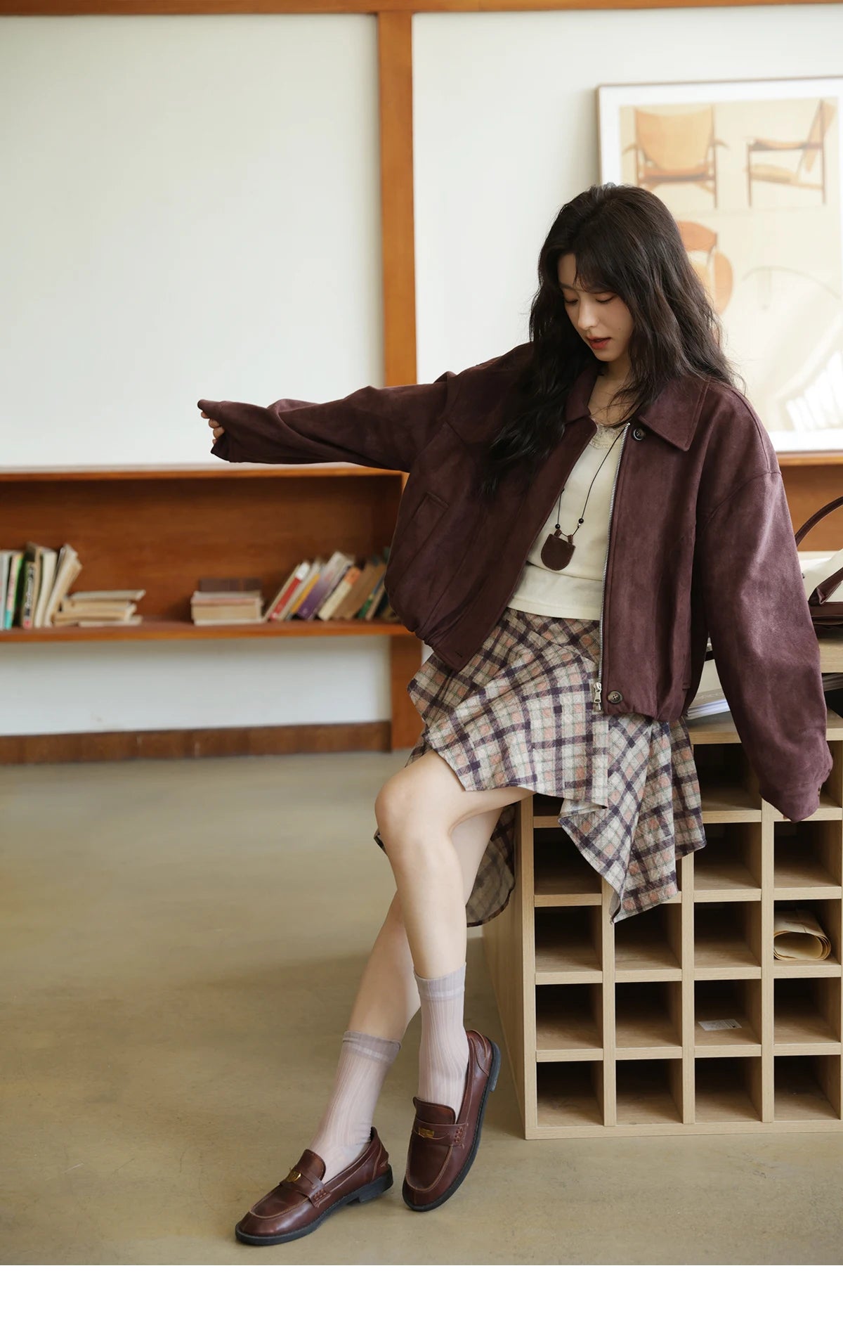 Mishow Purple Plaid Irregular Ruffle Hem Skirt MXE42B2395