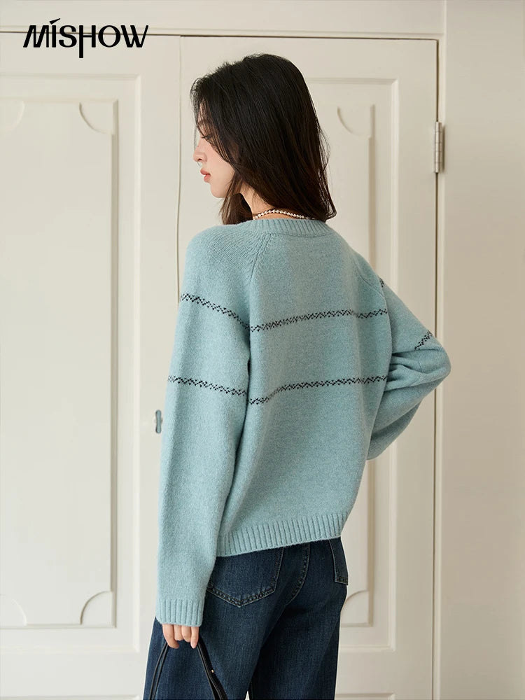 Mishow Blue Flower Embroidered Loose Cardigan MXE46Z2581