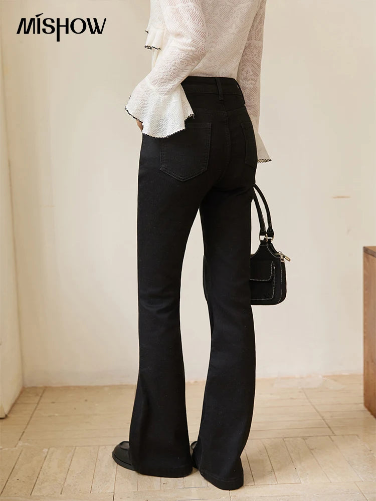 Mishow Vintage Black High Waist Flared Jeans MXE51K1098