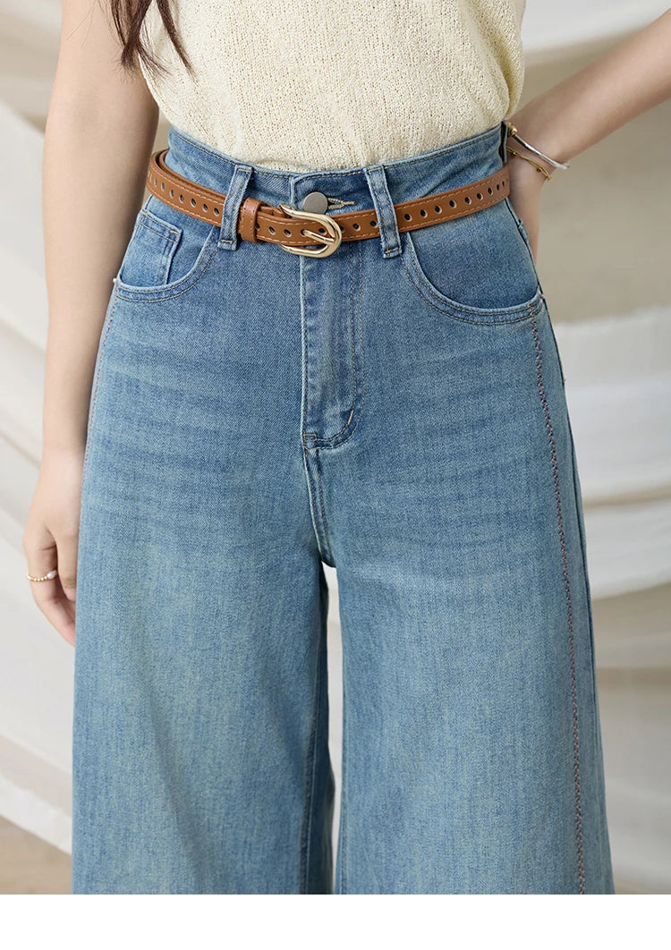 Mishow Slimming High Waist Ankle-Length Wide Leg Jeans MXE32K0919
